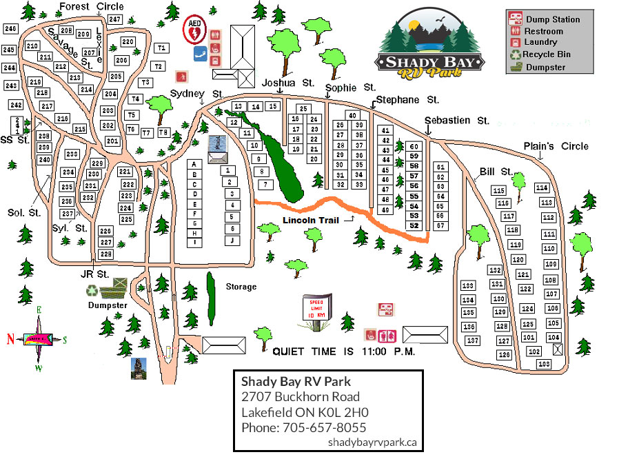 Shady Bay RV Park Site Map